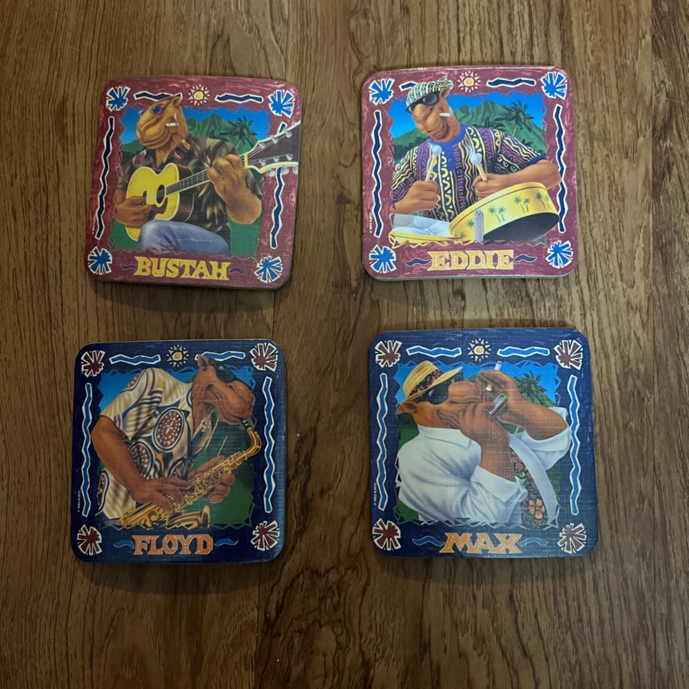 Set of 4 coasters Camel brand. featuring Floyd, Bustah, Eddie, and Max
